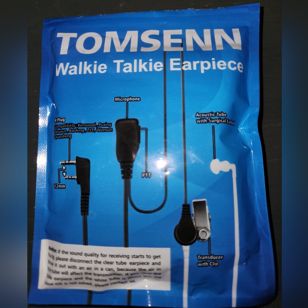 TOMSENN Walkie Talkie Earpiece/Microphone Set - Brand New!!